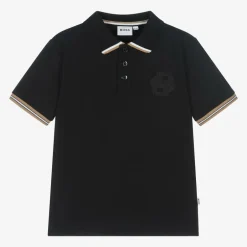 BOSS Boys Black Cotton Polo Shirt New