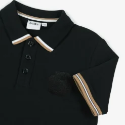 BOSS Boys Black Cotton Polo Shirt New