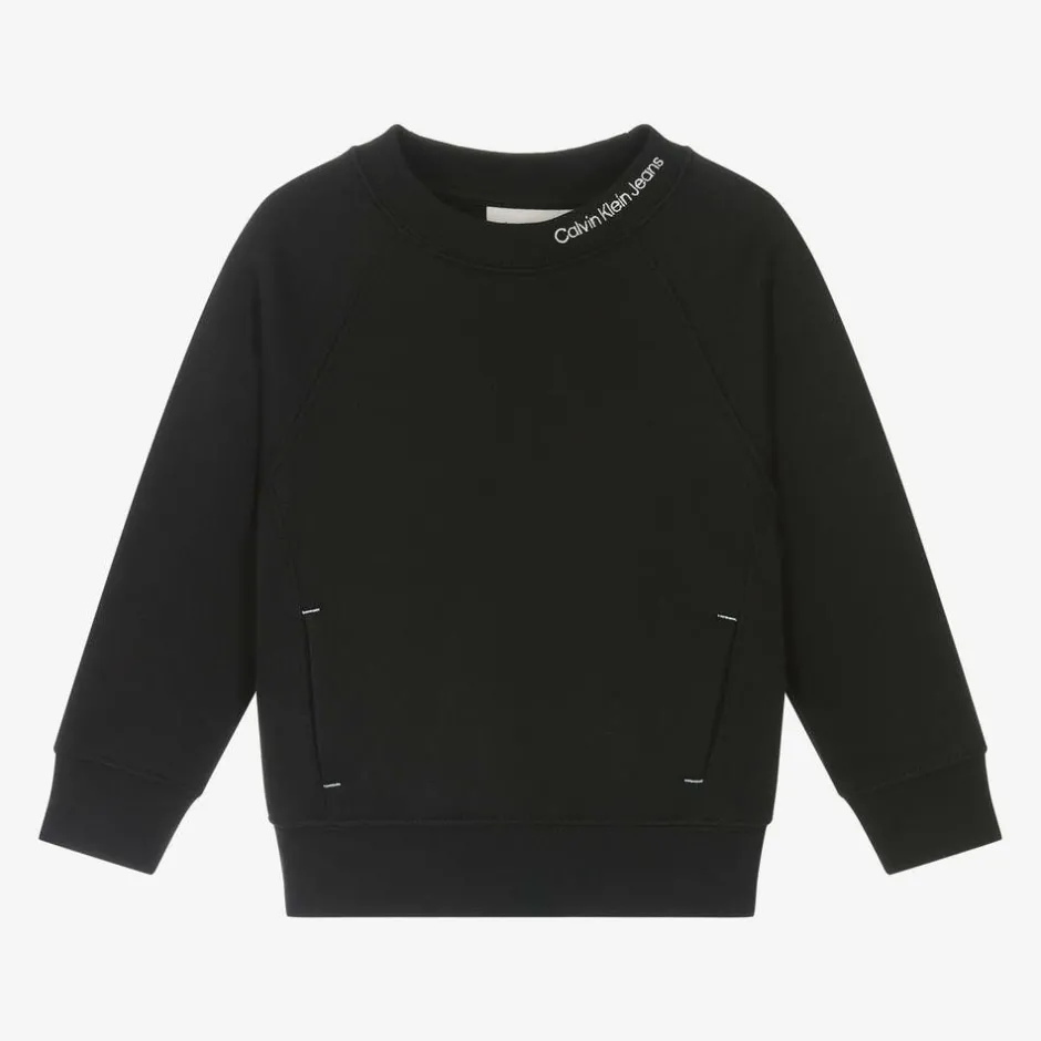 Calvin Klein Boys Black Cotton Sweatshirt Outlet