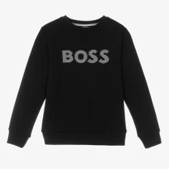 BOSS Boys Black Cotton Sweatshirt Online