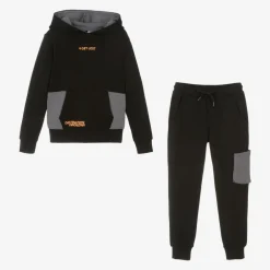 iDO Junior Boys Black Cotton Tracksuit Hot