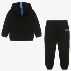 EA7 Emporio Armani Boys Black Cotton Tracksuit Sale