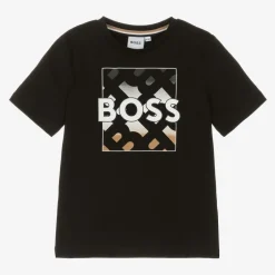 BOSS Boys Black Cotton T-Shirt New