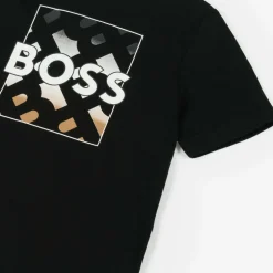 BOSS Boys Black Cotton T-Shirt New