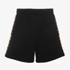 Versace Boys Black Cotton Wild Barocco Shorts Online