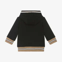 BOSS Boys Black Cotton Zip-Up Hoodie Sale
