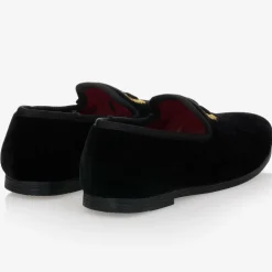 Romano Boys Black Crest Slip-On Shoes Outlet