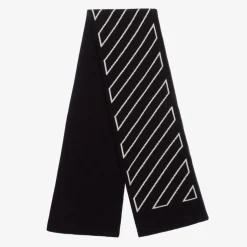 Off-White Boys Black Diagonal Wool & Cotton Scarf Outlet