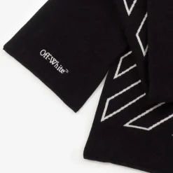Off-White Boys Black Diagonal Wool & Cotton Scarf Outlet