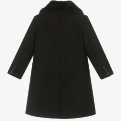 Romano Boys Black Faux Fur Trim Coat Sale