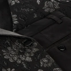 Romano Boys Black Floral Jacquard Suit Online