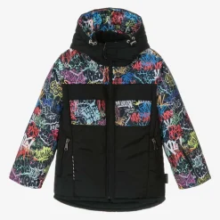 Pilguni Boys Black Graffiti Print Ski Jacket Sale