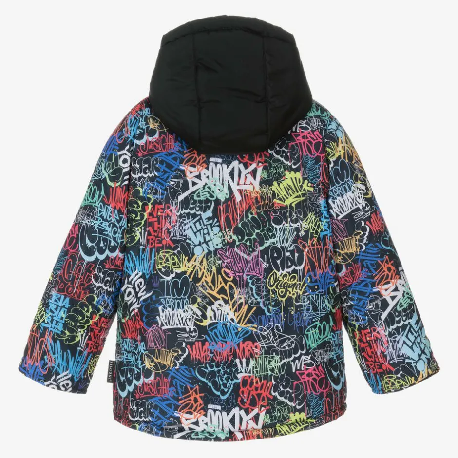 Pilguni Boys Black Graffiti Print Ski Jacket Sale