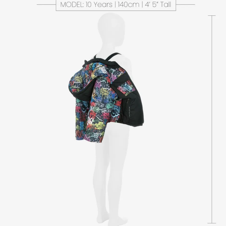 Pilguni Boys Black Graffiti Print Ski Jacket Sale