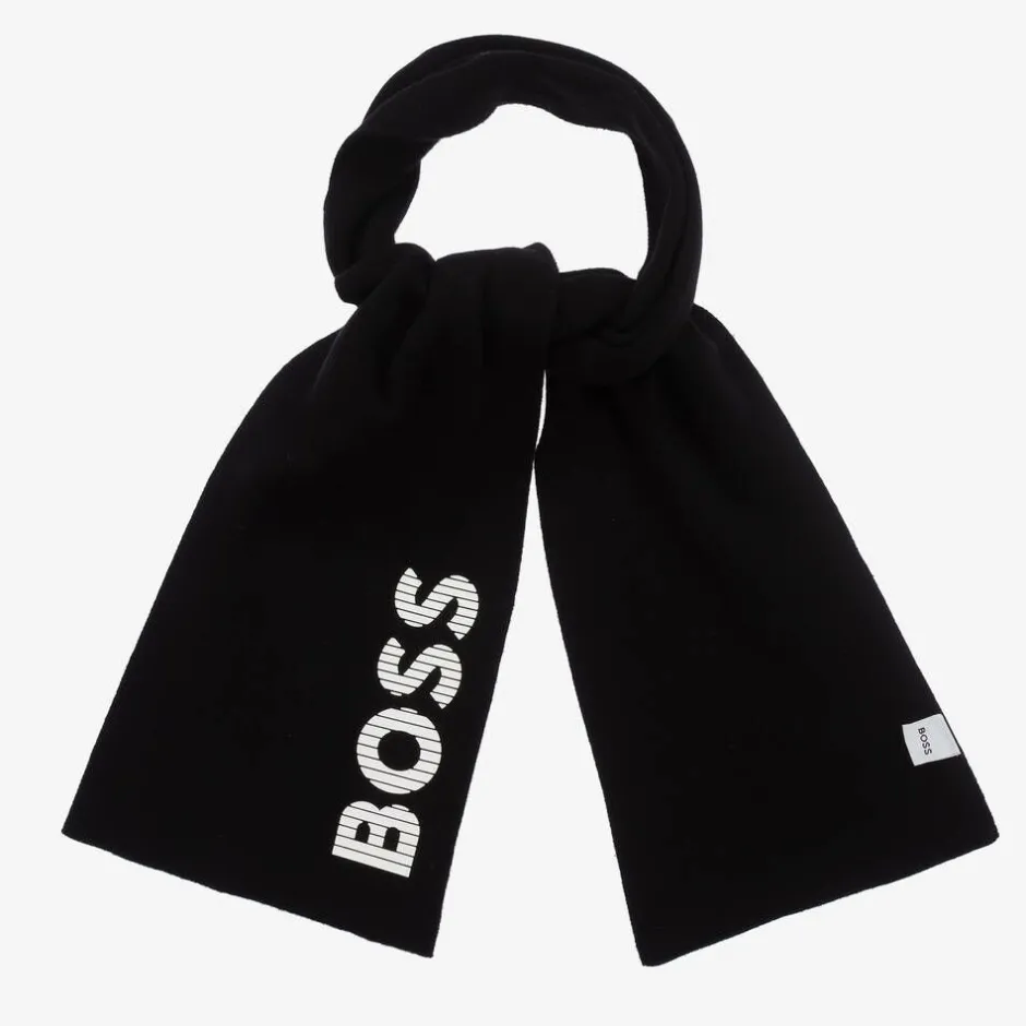 BOSS Boys Black Knitted Scarf