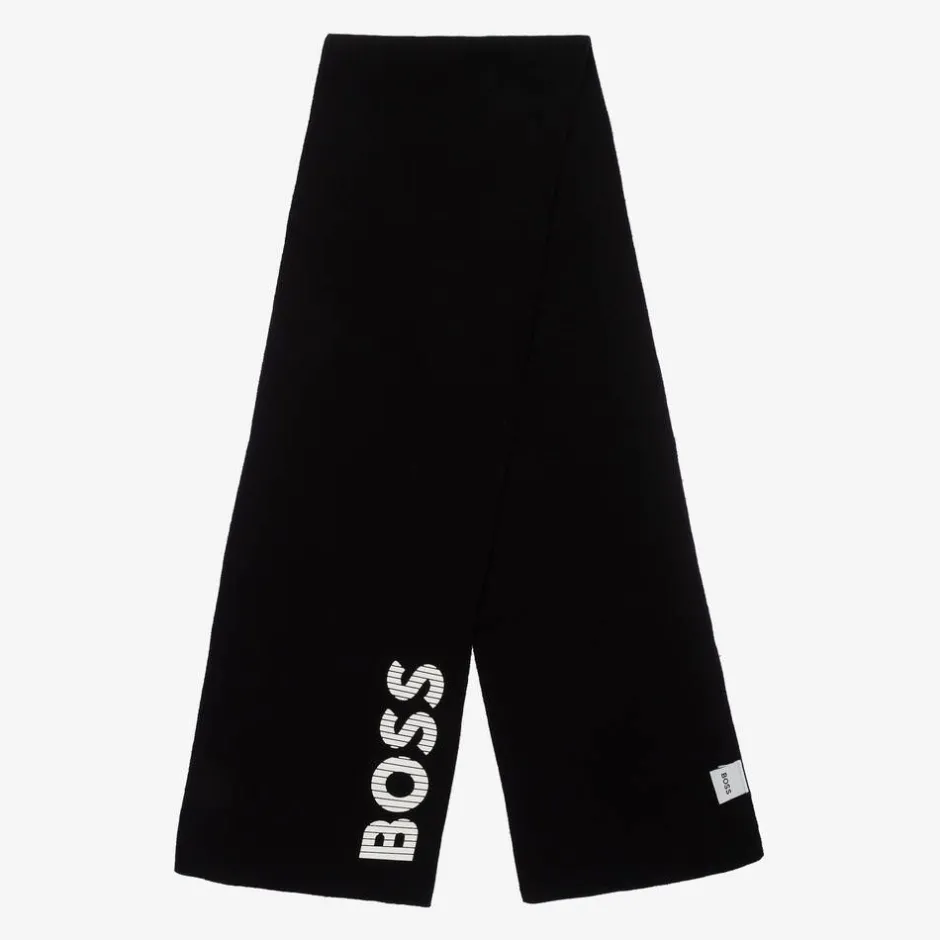 BOSS Boys Black Knitted Scarf