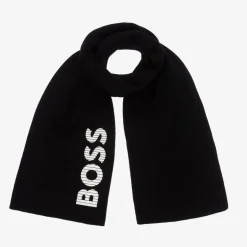 BOSS Boys Black Knitted Scarf