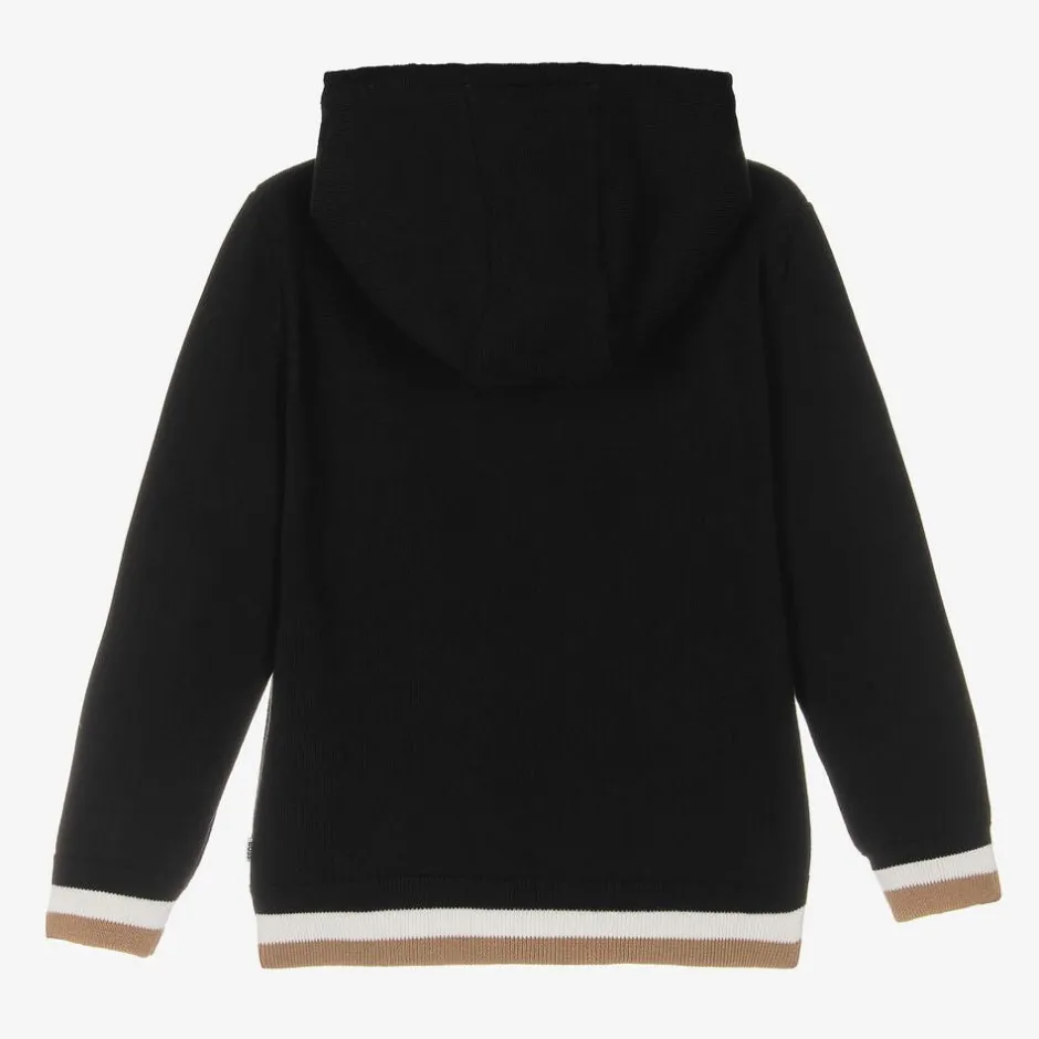BOSS Boys Black Knitted Zip-Up Top Outlet