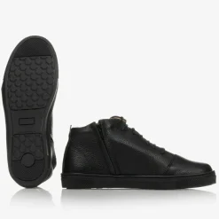 Childrens Classics Boys Black Leather Ankle Boots Sale