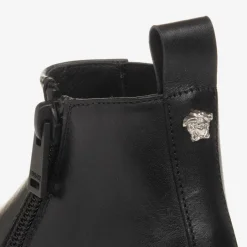 Versace Boys Black Leather Chelsea Boots Online