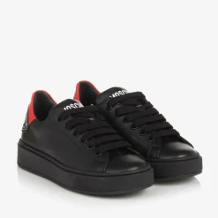 Moschino Boys Black Leather Lace-Up Trainers