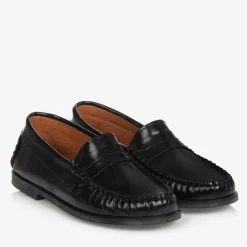 Childrens Classics Boys Black Leather Loafers Best