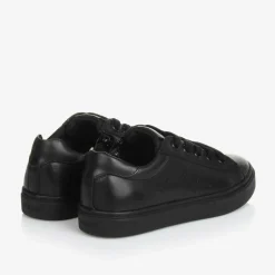 Geox Boys Black Leather Trainers