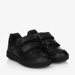 Geox Boys Black Leather Trainers Outlet
