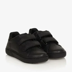 Geox Boys Black Leather Velcro Trainers Sale