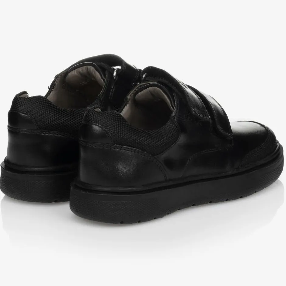 Geox Boys Black Leather Velcro Shoes New