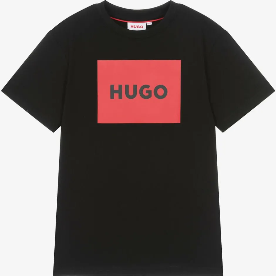 HUGO Boys Black Organic Cotton T-Shirt Online