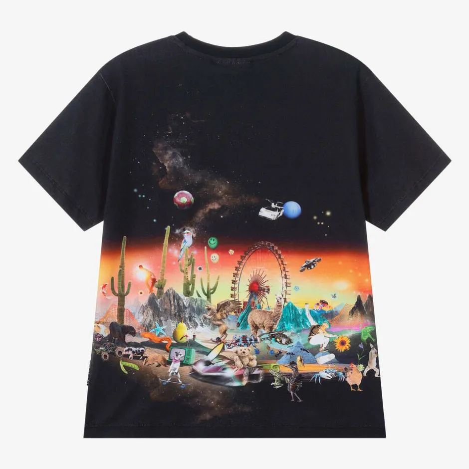 Molo Boys Black Organic Cotton Graphic T-Shirt Sale