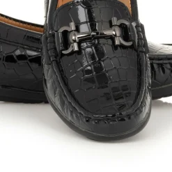 Sevva Boys Black Patent Horsebit Loafers Clearance