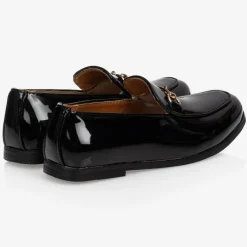 Romano Boys Black Patent Loafers New