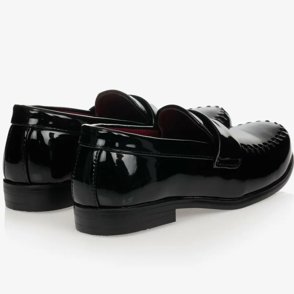 Romano Boys Black Patent Penny Loafers Discount