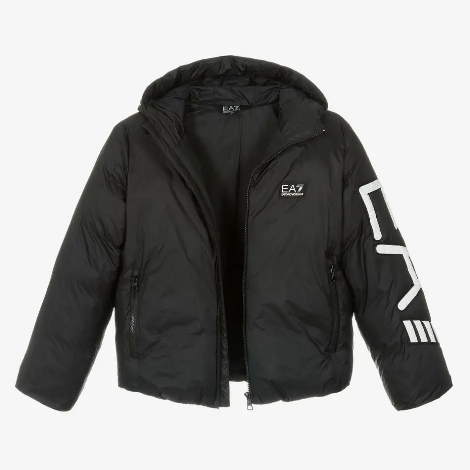 EA7 Emporio Armani Boys Black Puffer Jacket Sale