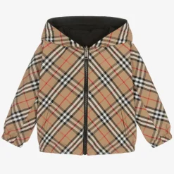 Burberry Boys Black Reversible Vintage Check Jacket New