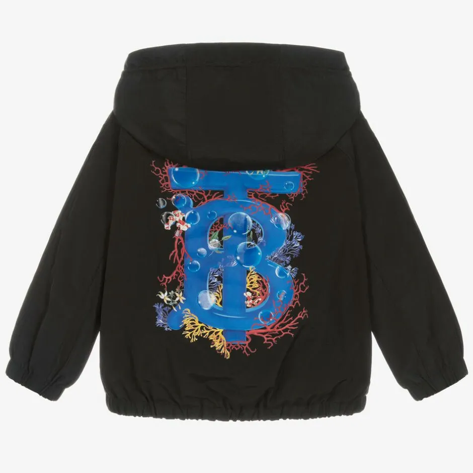 Burberry Boys Black Reversible Vintage Check Jacket New