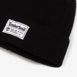 Timberland Boys Black Ribbed Beanie Hat Clearance