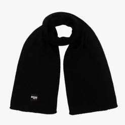 BOSS Boys Black Ribbed Knit Scarf Online
