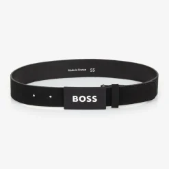 BOSS Boys Black Suede Leather Belt Clearance