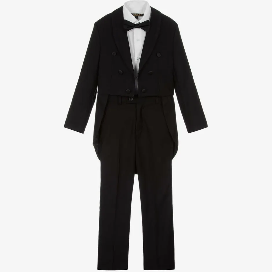 Romano Boys Black Tailcoat Tuxedo Suit Best