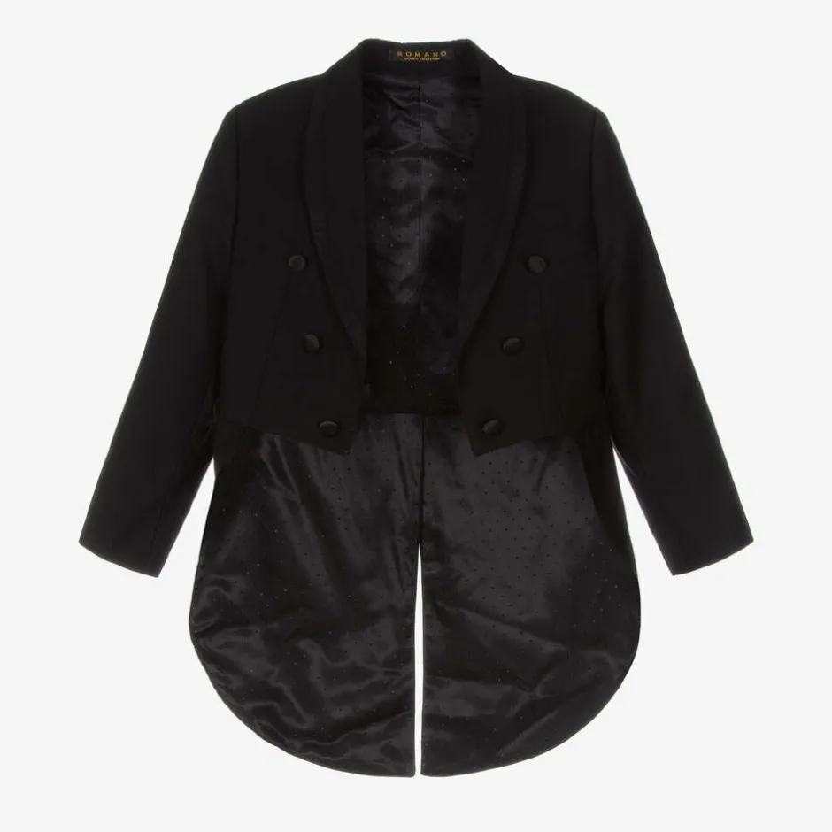 Romano Boys Black Tailcoat Tuxedo Suit Best