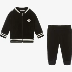 Moncler Enfant Boys Black Velour Tracksuit Hot