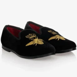 Romano Boys Black Velvet Bee Shoes Best