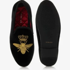 Romano Boys Black Velvet Bee Shoes Best