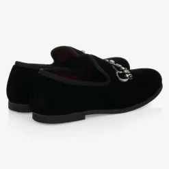Romano Boys Black Velvet Crown Shoes Clearance