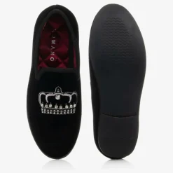 Romano Boys Black Velvet Crown Shoes Clearance