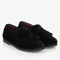 Romano Boys Black Velvet Loafers Discount