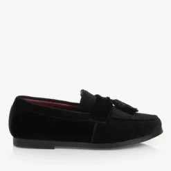 Romano Boys Black Velvet Loafers Discount